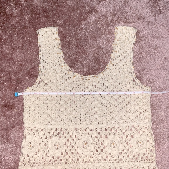 Ivory 2 pieces Set top & cardigan handbag crochet and wood buttons. Size S/M - Picture 7 of 10